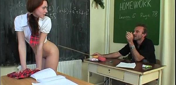  Schoolgirl forced by her teacher to take off her skirt in class!